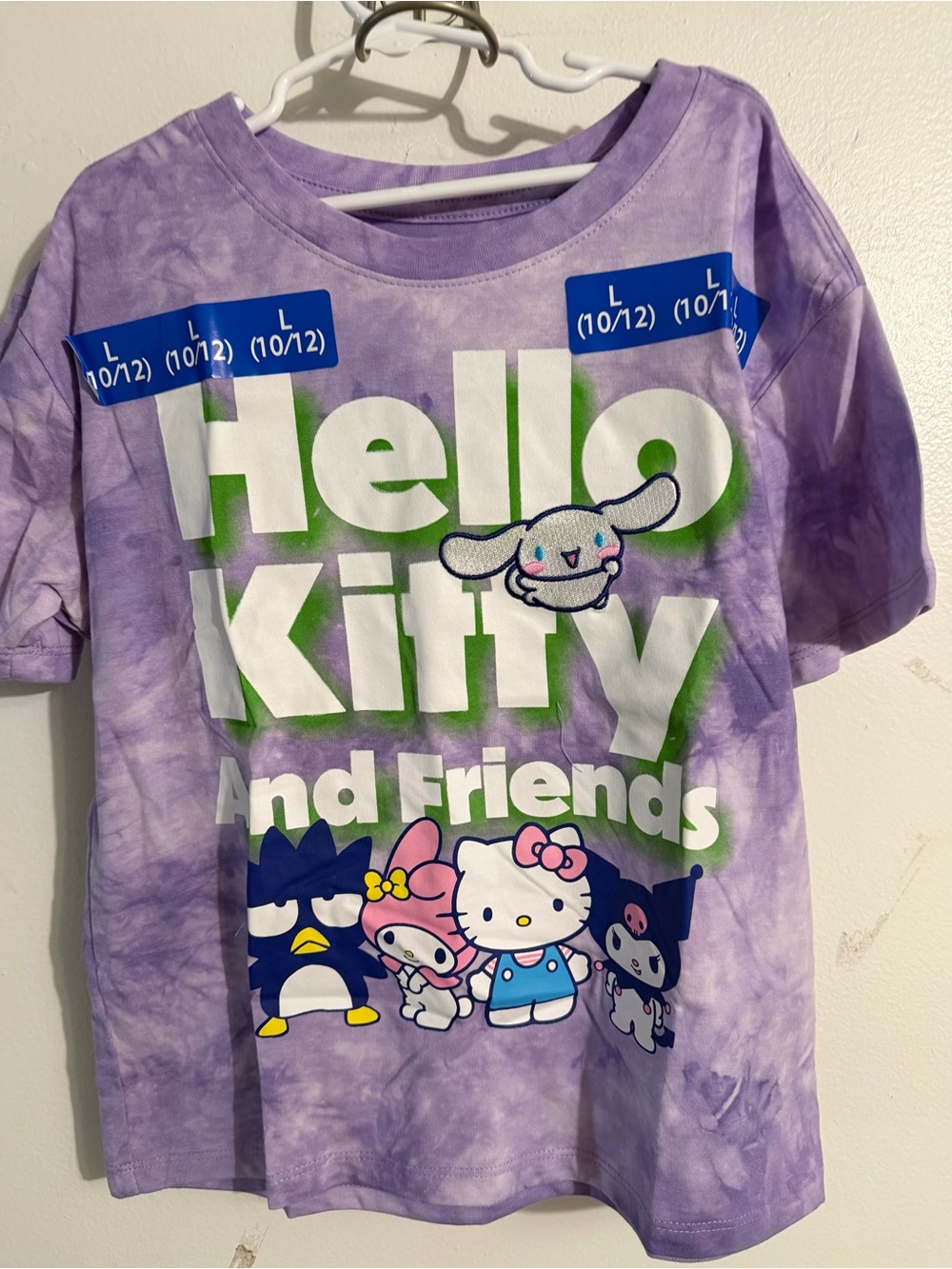 Hello Kitty Purple Tie-Dye Graphic Tee with Friends